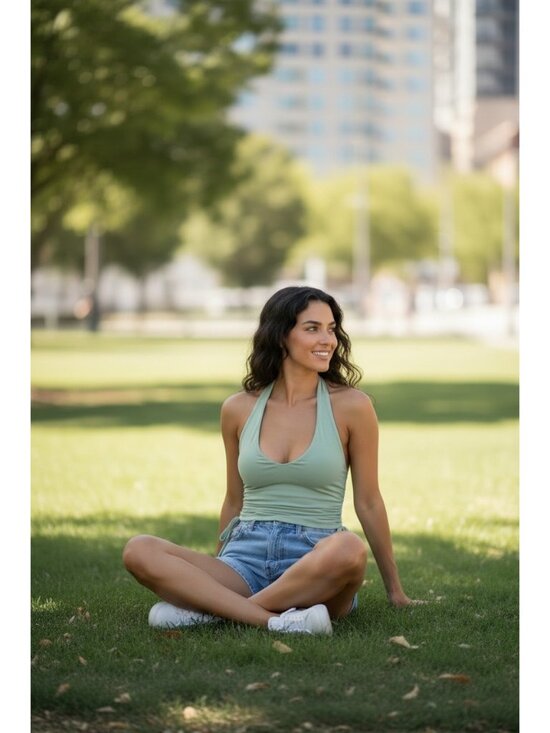 Hollister Tops - Hollister Womens Light Green Halter Top With Gathered Sides Cotton Knit XS